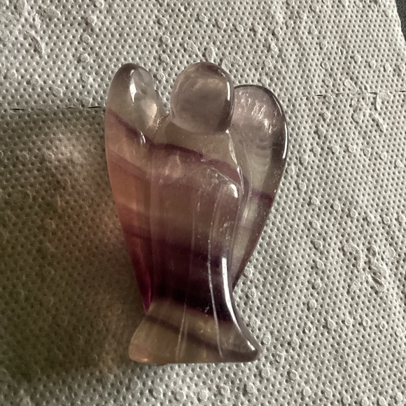 2” Rainbow Fluorite Angel Purple Clear Crystal Helper Guide - Picture 6 of 7